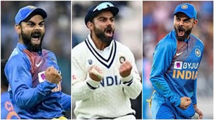 क्रिकेट के मैदान में विराट कोहली की आक्रामक मुद्रा