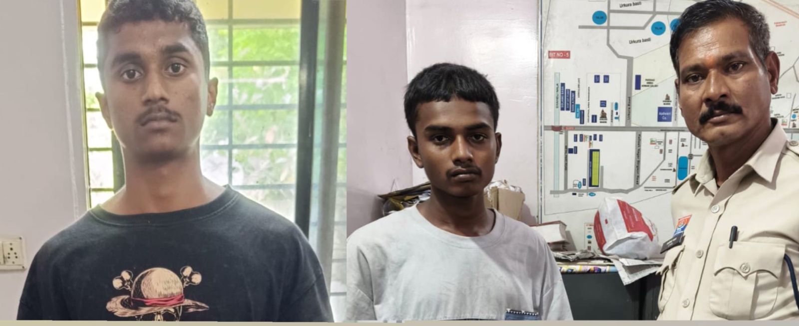 धारदार चाकू के साथ 02 आरोपी नोमित पटेल, टी. ओम गिरफ्तार थाना खमतराई क्षेत्रान्तर्गत अलग स्थानों पर चाकू लहराते पाये गये आरोपीगण आरोपियों के विरूद्ध आर्म्स एक्ट के तहत की गई कार्यवाही