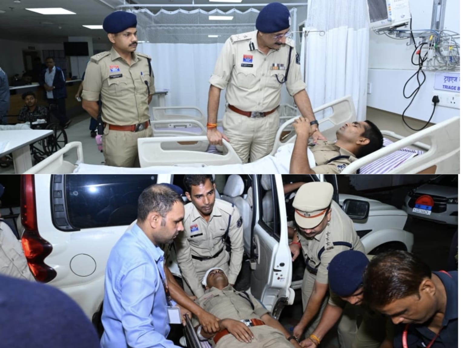 पुलिस कमिश्नर श्री संजीव शुक्ला ने अस्पताल पहुंचकर घायल पुलिस जवानों का जाना हाल,, रैली के दौरान ड्यूटी निभाते हुए 16 पुलिस जवान हुए घायल, चिकित्सकों से चर्चा कर कमिश्नर ने उपचार की जानकारी ली