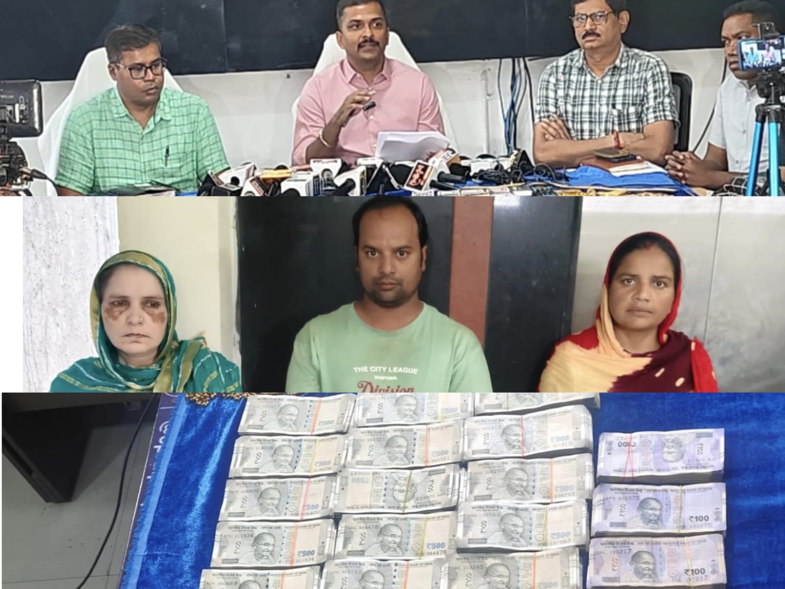 खुदाई में मिला पुराना सोना बताकर पीतल का हार बेचने वाले अंतर्राज्यीय ठग गिरोह का पर्दाफाश थाना न्यू राजेन्द्र नगर, तेलीबांधा एवं डी.डी. नगर के कुल 03 प्रकरणों का खुलासा।