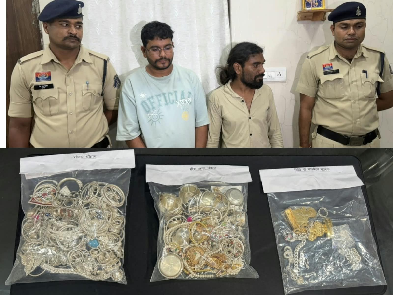 न्यू नंदी ज्वेलर्स चोरी का खुलासा, दो आरोपी और एक बालक गिरफ्तार