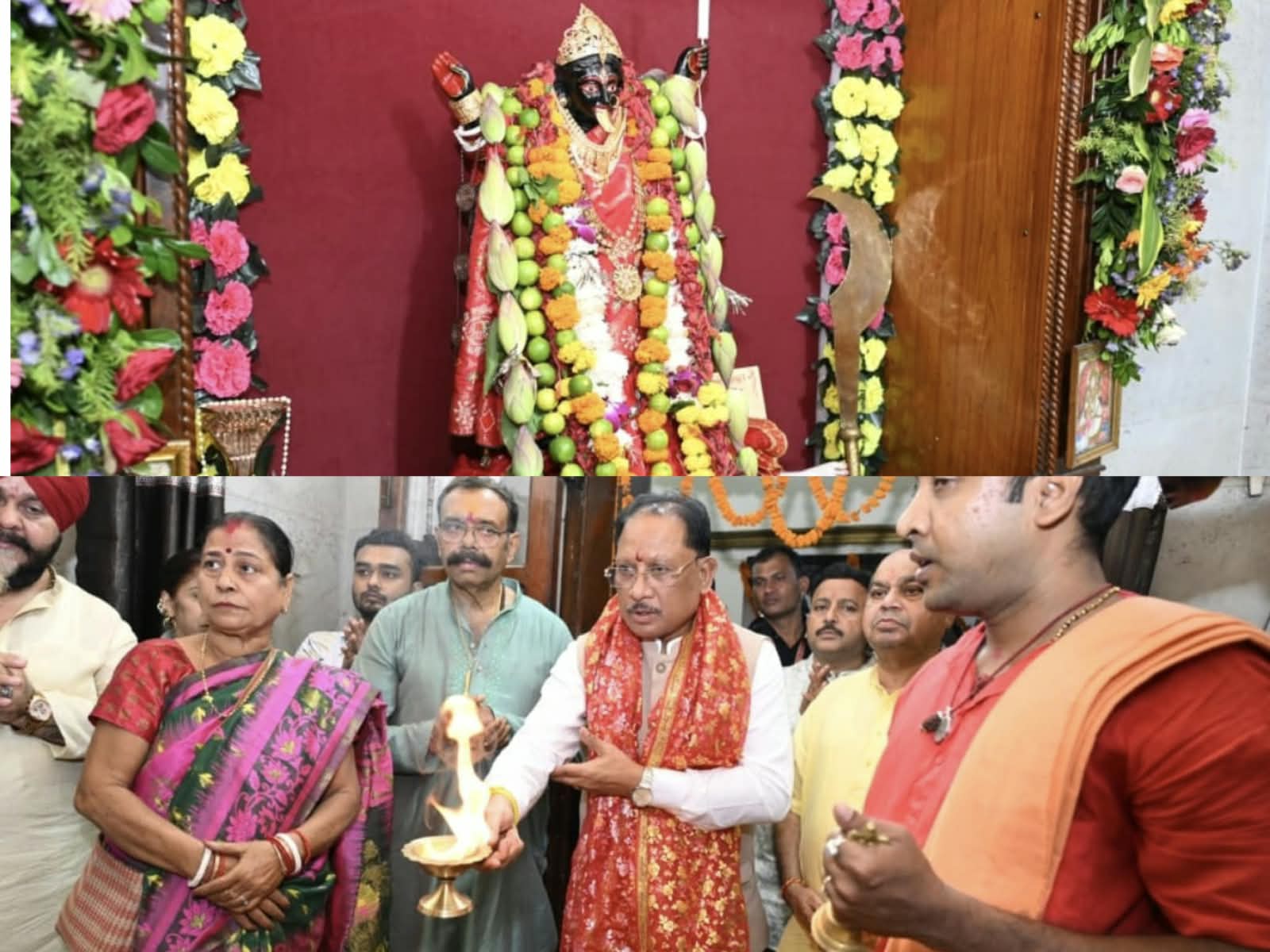 मुख्यमंत्री विष्णु देव साय ने मां काली और मां दुर्गा की पूजा-अर्चना कर प्रदेश की सुख-समृद्धि की कामना की,कालीबाड़ी मंदिर और दुर्गा पूजा पंडाल पहुंचकर लिया मां का आशीर्वाद, श्रद्धालुओं को दी नवरात्रि की शुभकामनाएं